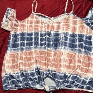 SHEIN Tie-Dye Shoulder Top